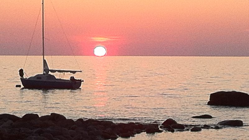Sailing boat during sundown